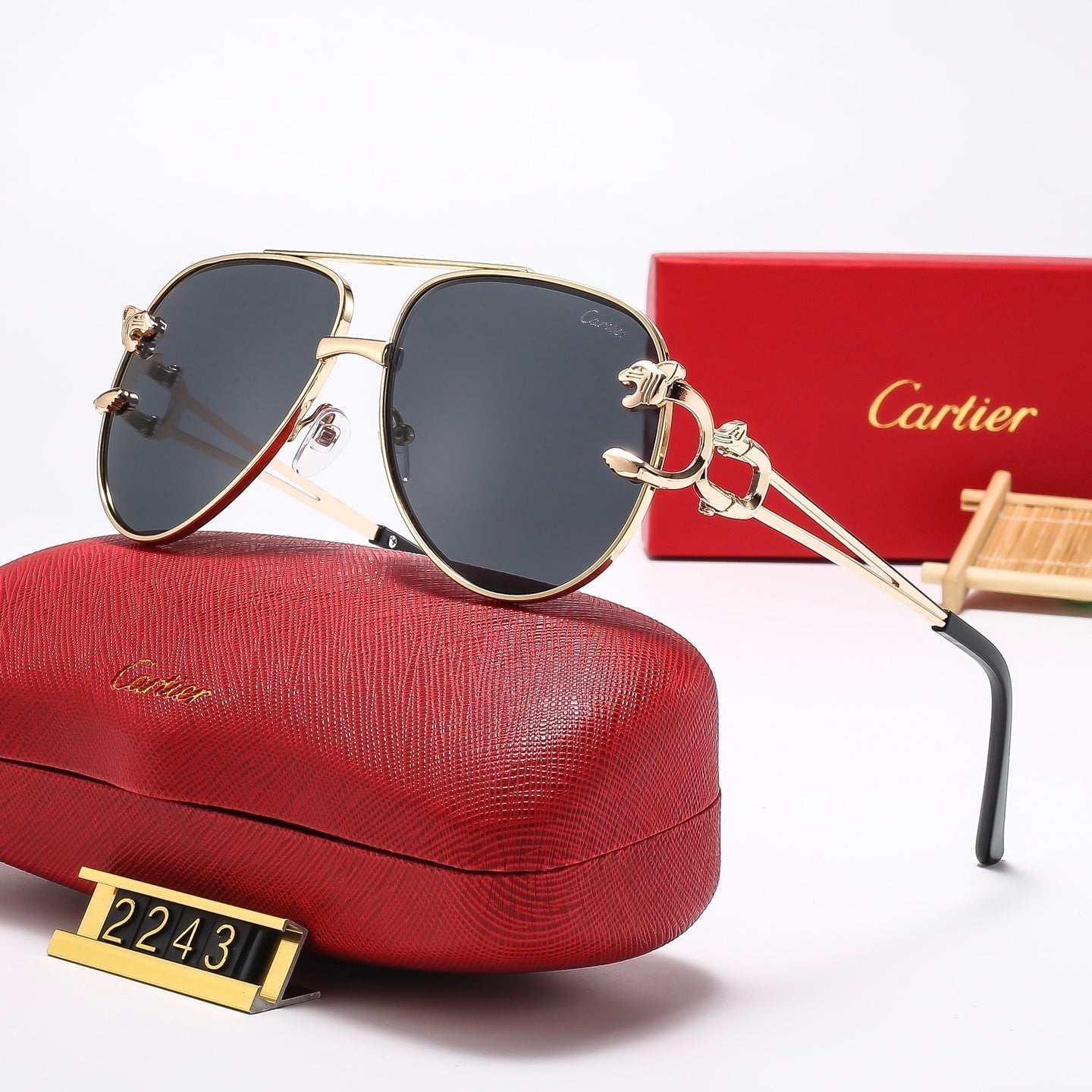 7-color retro gold frame sunglasses 2243