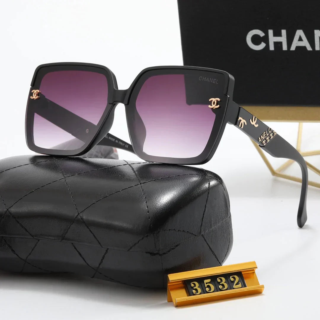 5-color stylish CC letter temple sunglasses
