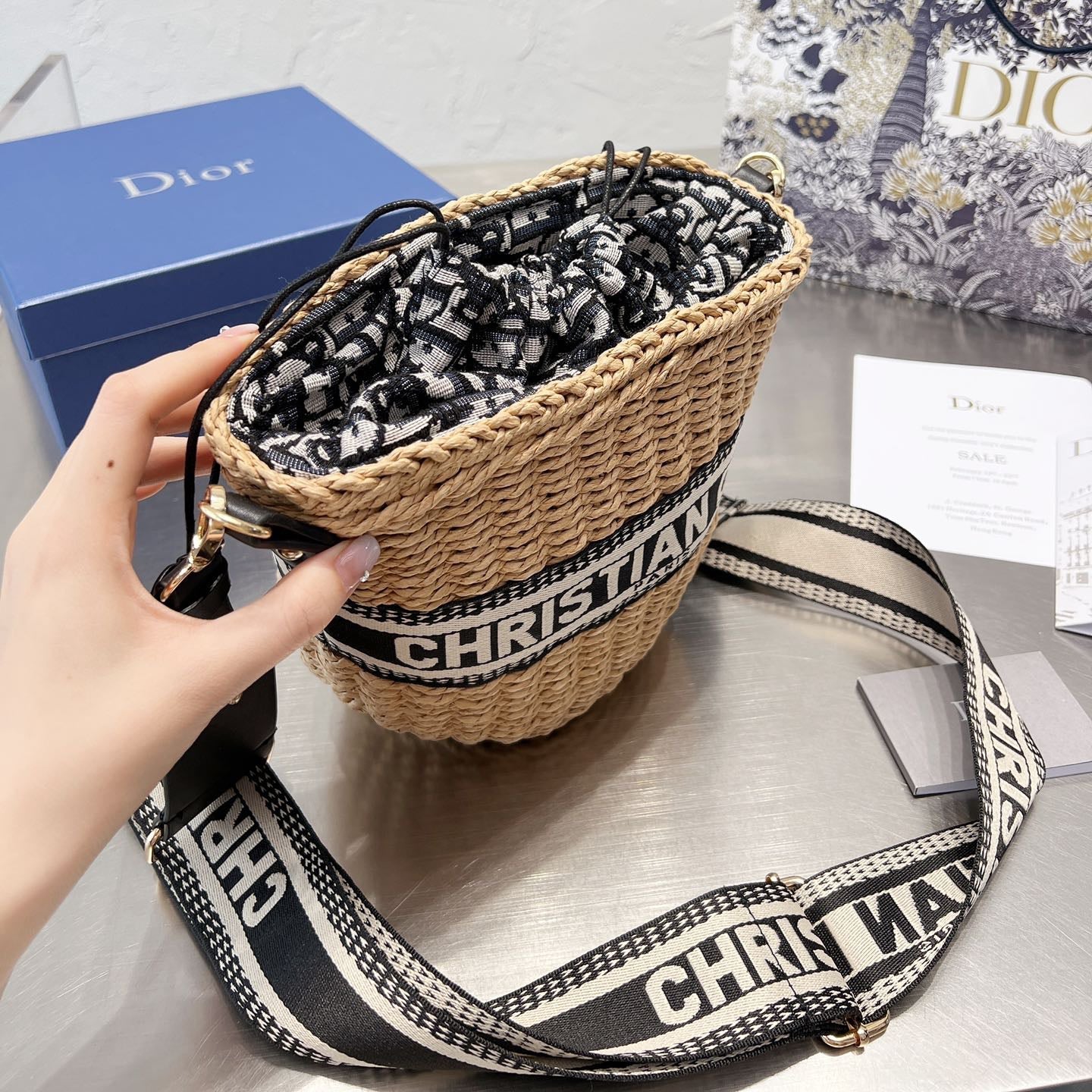 Webbing Straw Beach Bag