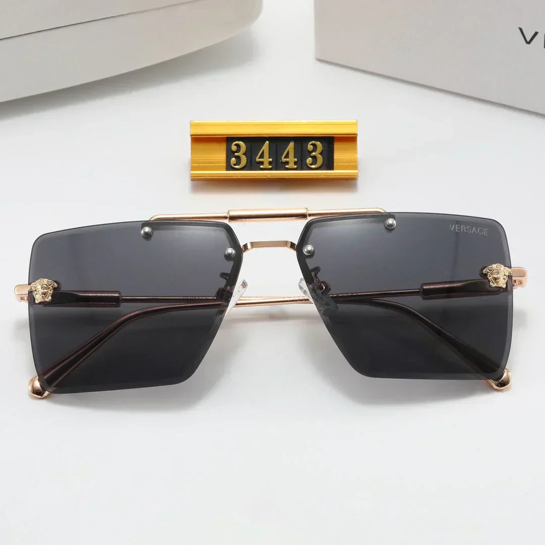 5 color fashion frameless double bridge polarized sunglasses