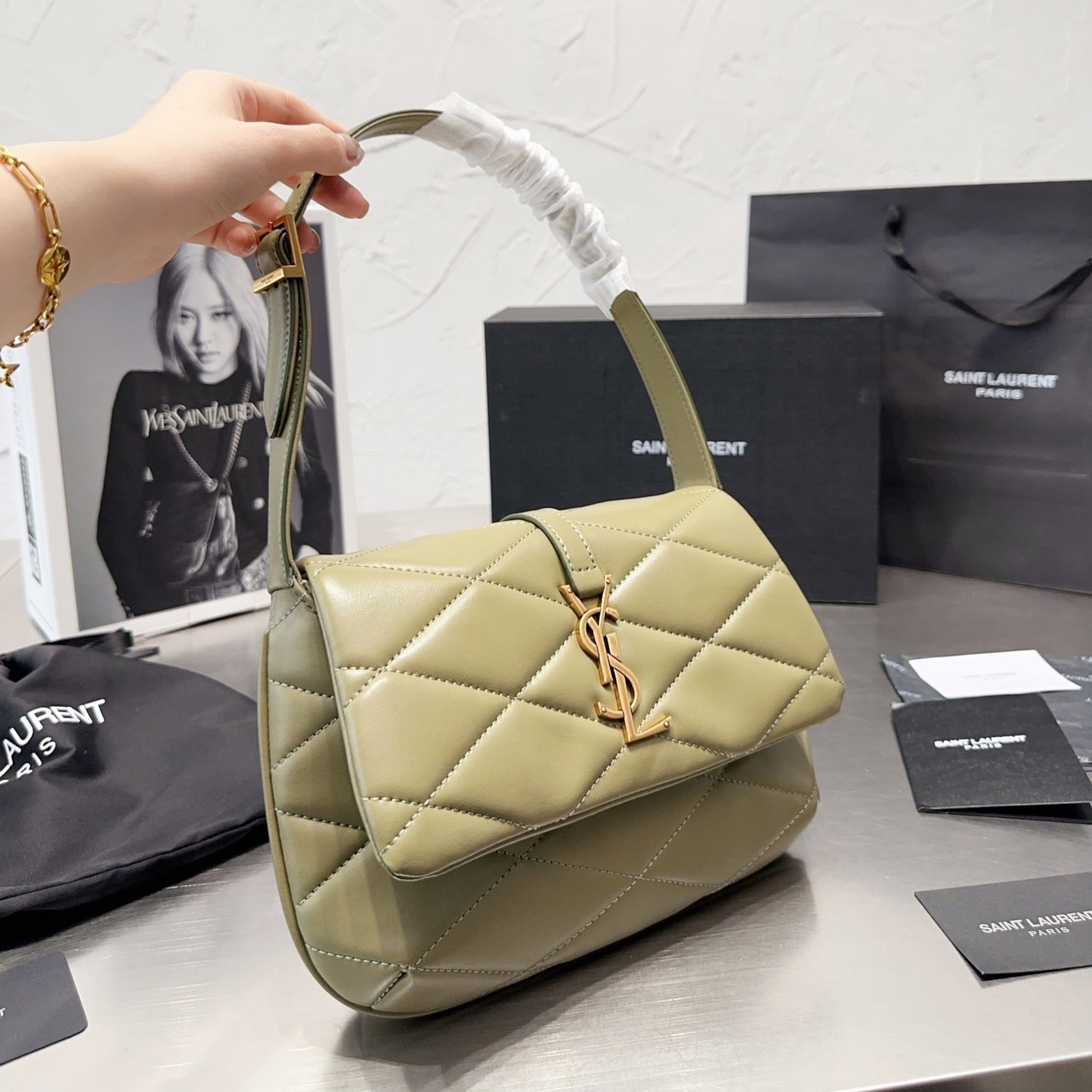 Quilted Leather Flap Sholder Bag