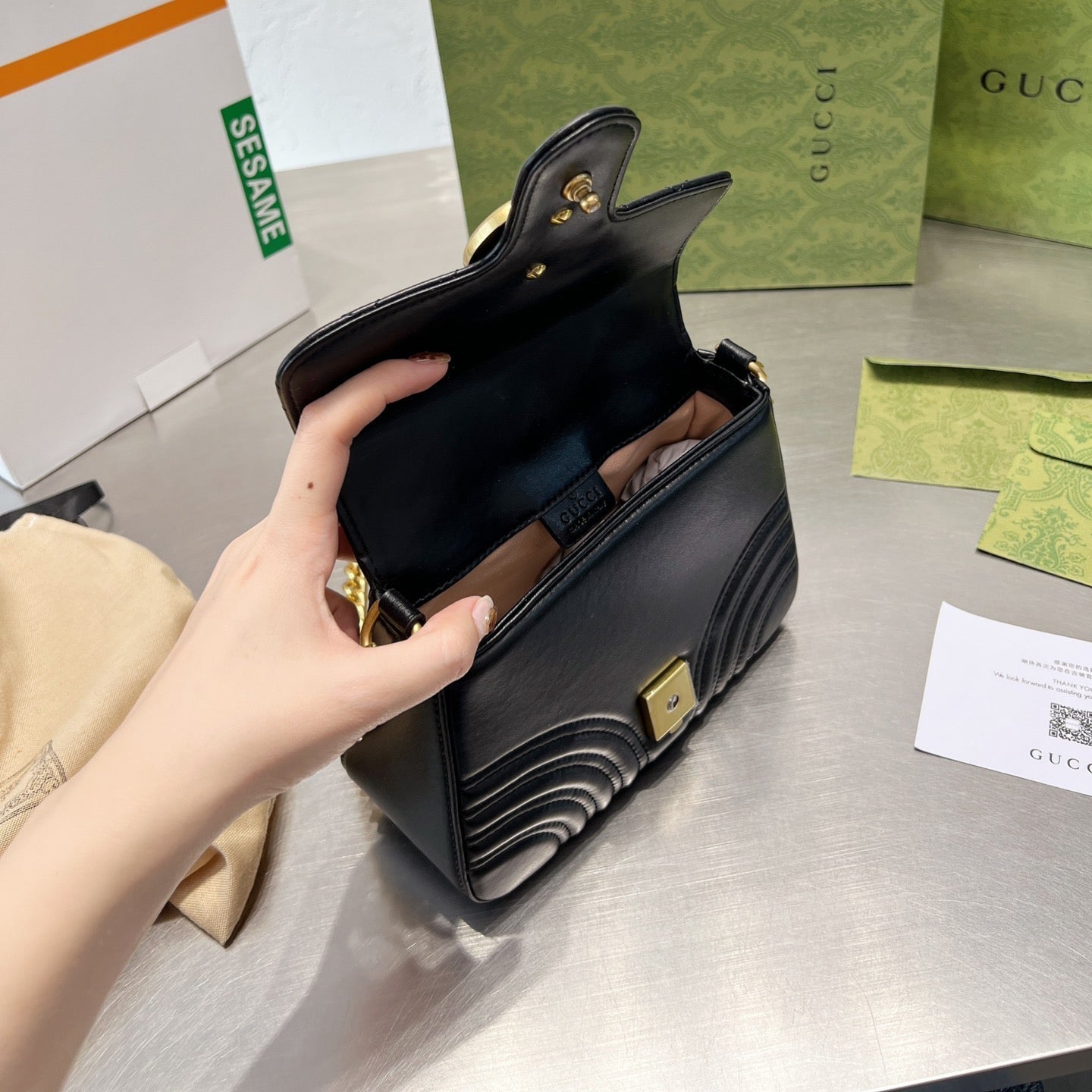 Monogram Flap Chain Mini Handle Bag