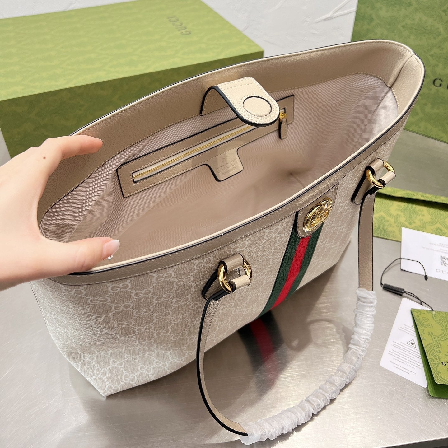 Monogram Beige Large Capacity Tote Bag