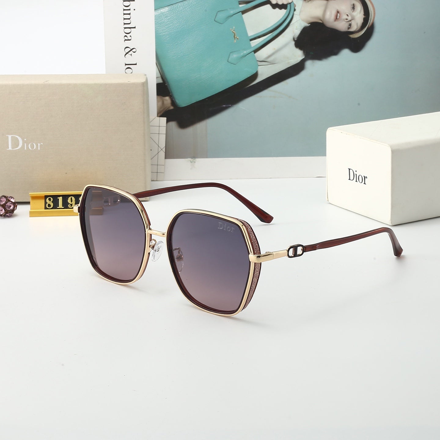 5 colors flat light thin frame sunglasses 8193