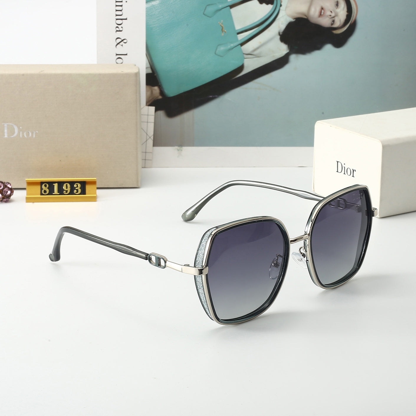 5 colors flat light thin frame sunglasses 8193