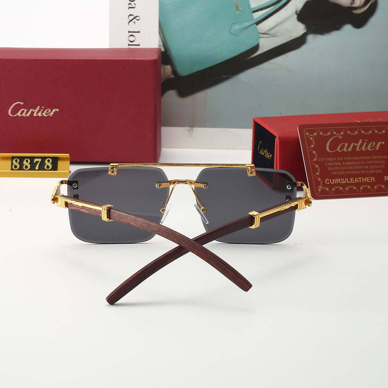 5 colors of trendy rimless sunglasses 8878